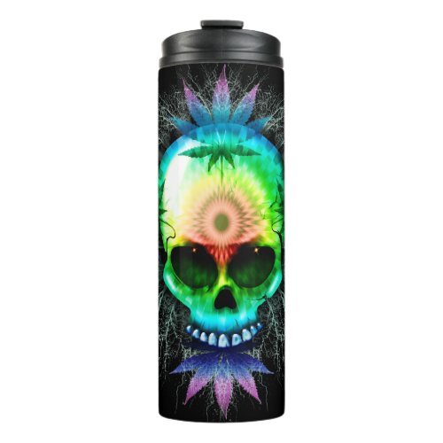 Skull Psychedelic Trippy Explosion  Thermal Tumbler