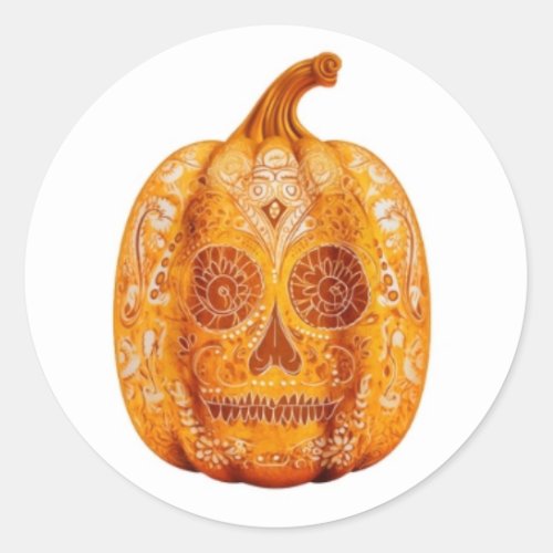 Skull Pumpkin Spectacular A Halloween Delight Classic Round Sticker