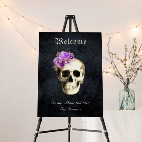 Skull Purple Roses Personalized Halloween party Foam Board
