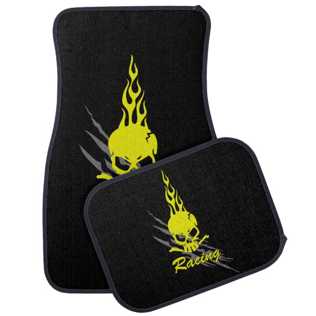 Skull-Racing Car Floor Mat (Set)