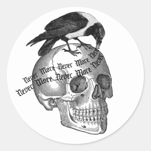 Skull  Raven Classic Round Sticker