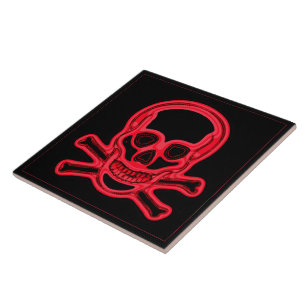 Skull red and black colors,digital art ceramic tile