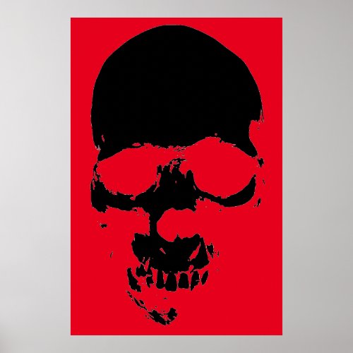 Skull Red Black Fantasy Art Heavy Metal Rock Poster