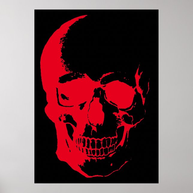Skull Red Black Heavy Metal Rock Fantasy Art Poster (Front)