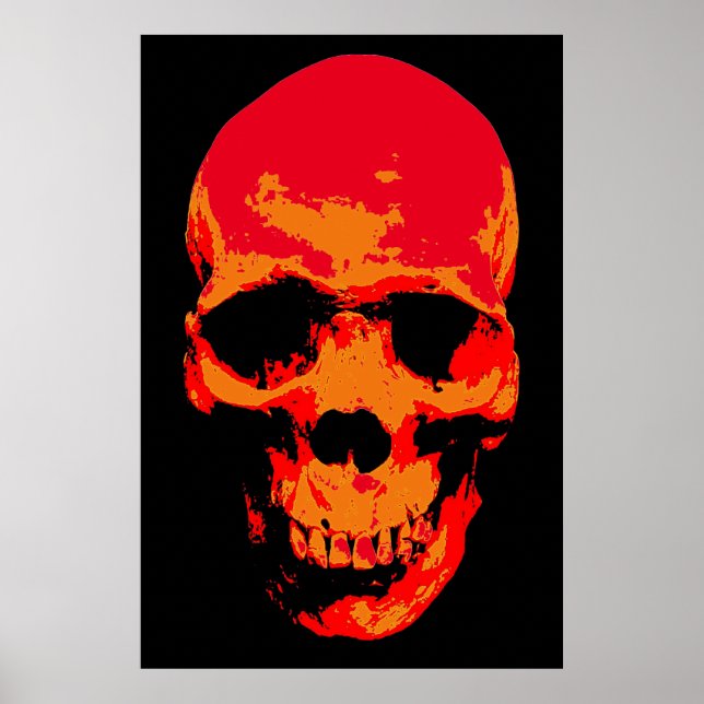 Skull Red Black Pop Art Poster (Front)