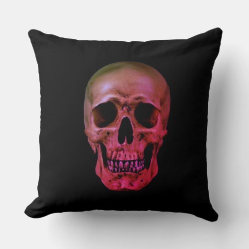 Skull Red Black Throw Pillow