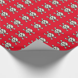 Skull - Red Glossy Wrapping Paper, 30" x 15' Paper