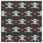 Skull &amp; Red Heart Fabric - Pirates/ boat fashion