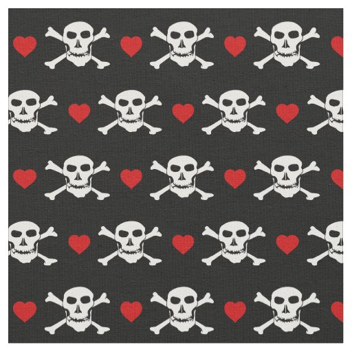 Skull & Red Heart Fabric - Pirates/ boat fashion