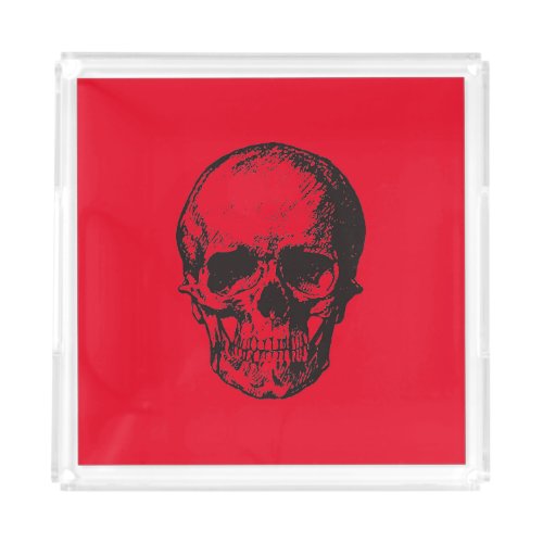 Skull Red Pop Art Acrylic Tray