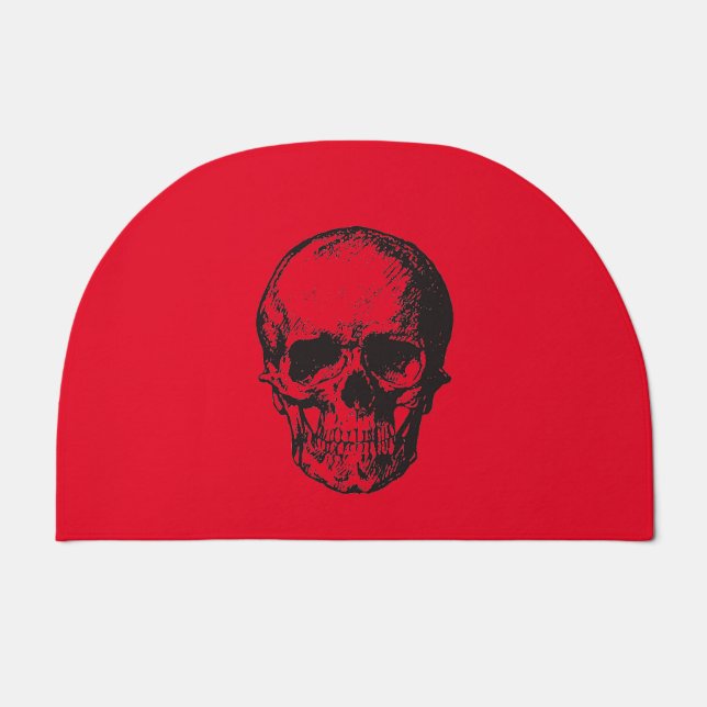 Skull Red Pop Art Doormat (Front)