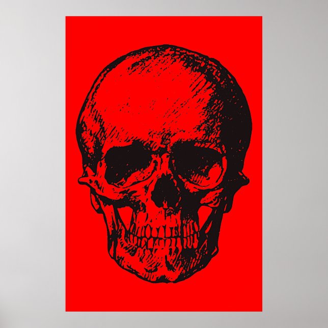 Skull Red Pop Art Fantasy Art Heavy Metal Poster (Front)