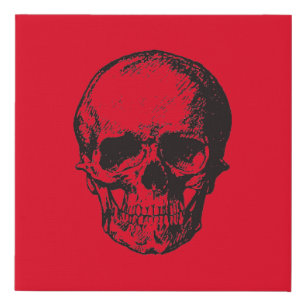 Skull Red Pop Art Faux Canvas Print