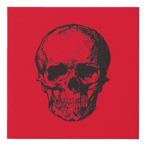 Skull Red Pop Art Faux Canvas Print