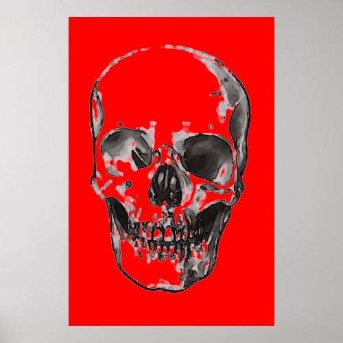 Skull Red Pop Art Poster