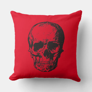 Skull Red Pop Art Throw Pillow