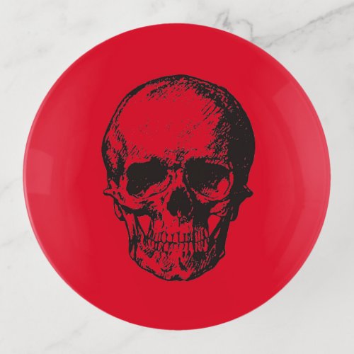 Skull Red Pop Art Trinket Tray