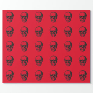 Skull Red Pop Art Wrapping Paper