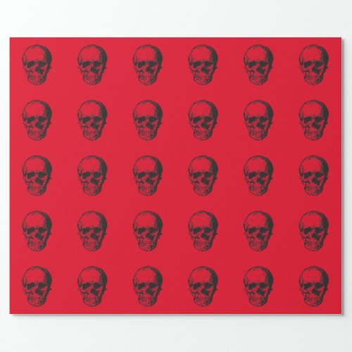 Skull Red Pop Art Wrapping Paper