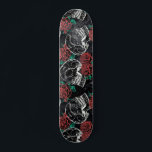 Skull Red Rose | Distressed Modern Gothic Glam Skateboard<br><div class="desc">#abstractart Funky Goth 90s gothic grunge glam in a seamless pattern of chalk sugar skulls accented with muted red roses on a crushed velvet chalkboard texture background inspired by Halloween and Mexican Day of the Dead (dia de los muertos). The modern contemporary mixed medium design adds the perfect pop of...</div>
