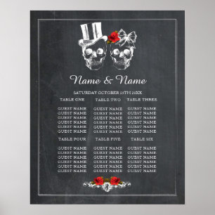 Skull Red Rose Table Plan Wedding Poster Seating