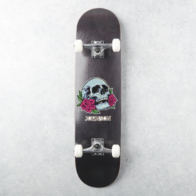 Skull Red Roses Modern Gothic Sticker (Skateboard)