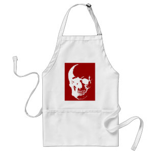 Skull - Red & White Metal Fantasy Art Adult Apron
