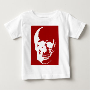 Skull - Red & White Metal Fantasy Art Baby T-Shirt