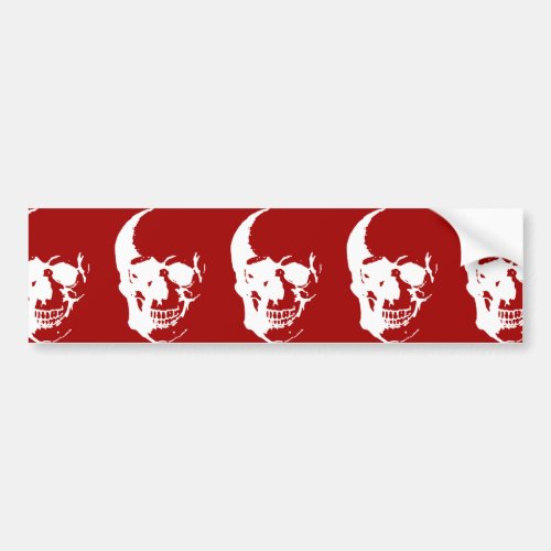 Skull _ Red  White Metal Fantasy Art Bumper Sticker