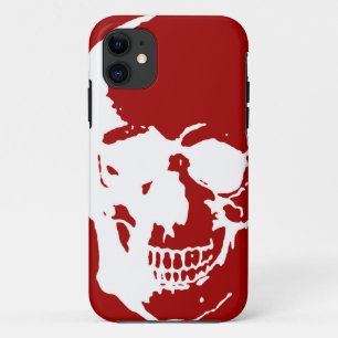 Skull - Red & White Metal Fantasy Art iPhone 11 Case