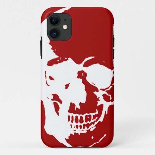 Skull _ Red  White Metal Fantasy Art iPhone 11 Case