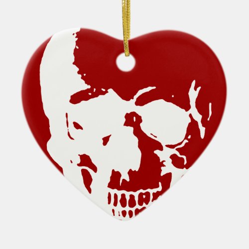 Skull _ Red  White Metal Fantasy Art Ceramic Ornament