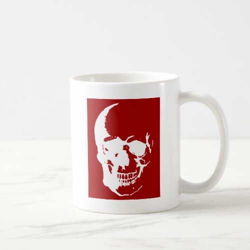 Skull _ Red  White Metal Fantasy Art Coffee Mug