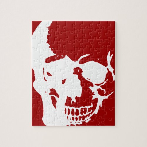 Skull _ Red  White Metal Fantasy Art Jigsaw Puzzle
