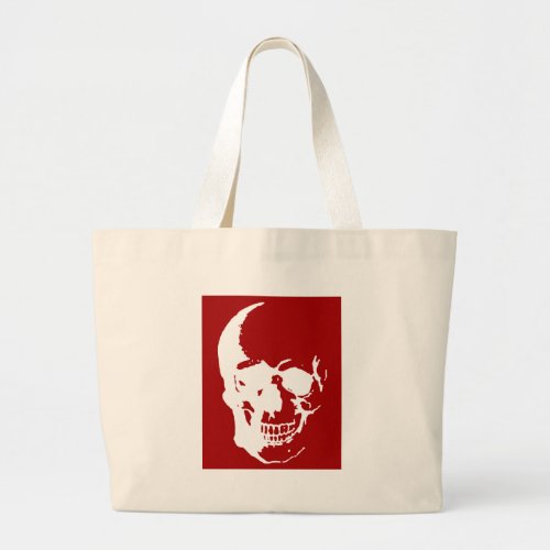 Skull _ Red  White Metal Fantasy Art Large Tote Bag