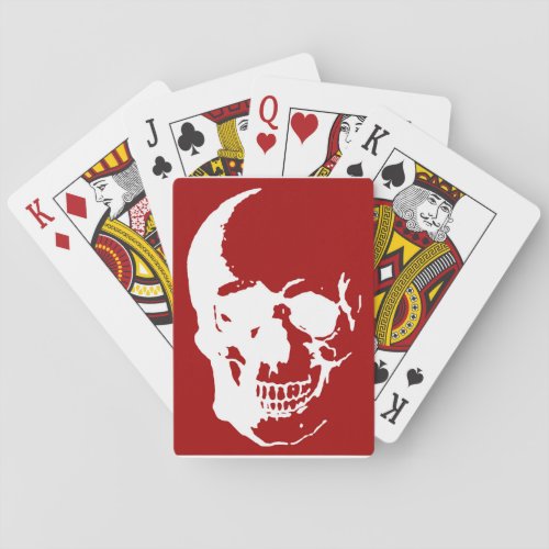 Skull _ Red  White Metal Fantasy Art Poker Cards