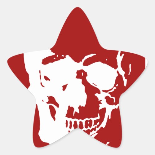 Skull _ Red  White Metal Fantasy Art Star Sticker