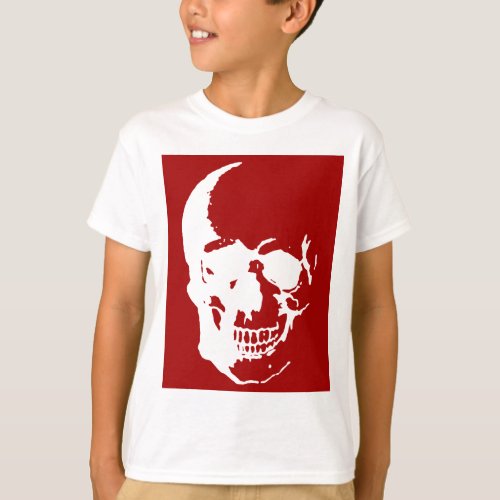 Skull _ Red  White Metal Fantasy Art T_Shirt