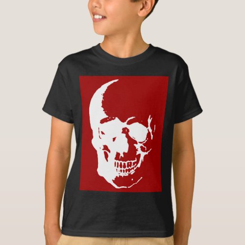 Skull _ Red  White Metal Fantasy Art T_Shirt