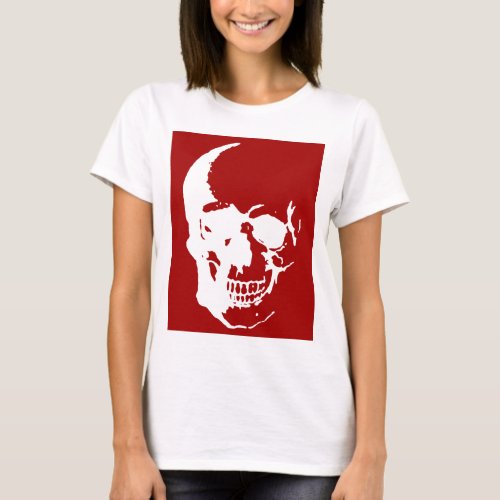Skull _ Red  White Metal Fantasy Art T_Shirt