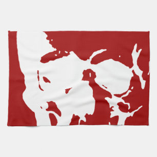 Skull - Red & White Metal Fantasy Art Towel