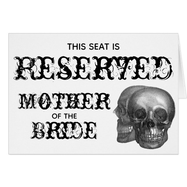 Skull Reserved Seat  Wedding Sign Cards (Front Horizontal)