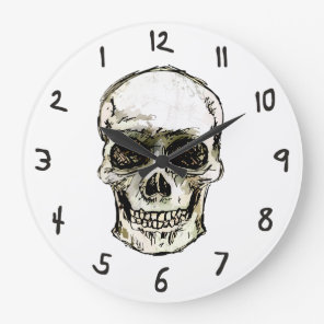 Skull Reversed Time Large Clock