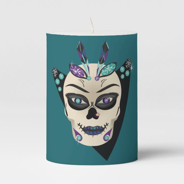 Skull Rhinestone - Jeweled Skull Candle (Front)