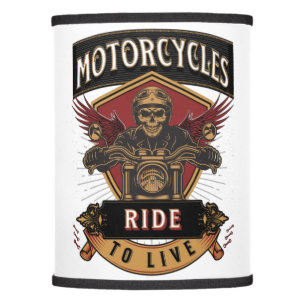 Skull Ride Motorcycles, Ride To Live Lamp Shade