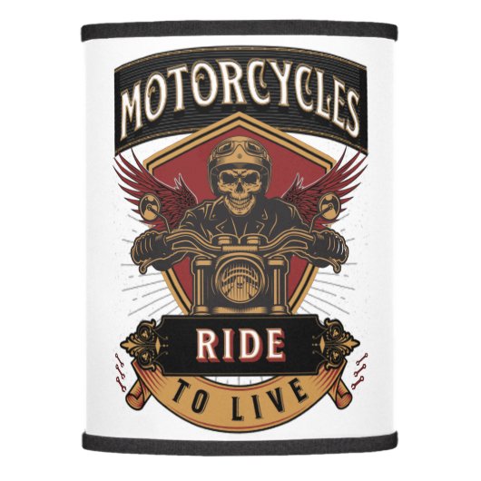 Skull Ride Motorcycles, Ride To Live Lamp Shade (Front)