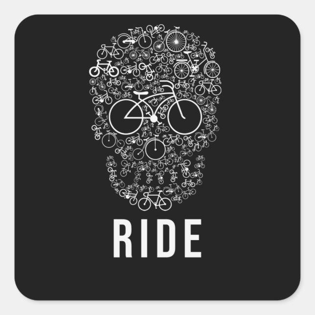 Skull Ride Square Sticker (Front)