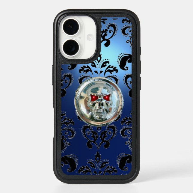 SKULL RIDERS DAMASK GEM Blue Black Otterbox iPhone Case (Back)