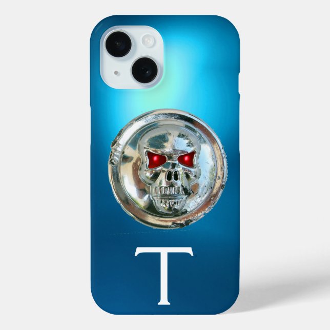 SKULL RIDERS MONOGRAM Aqia Blue Case-Mate iPhone Case (Back)