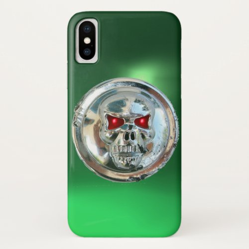 SKULL RIDERS MONOGRAM green iPhone X Case